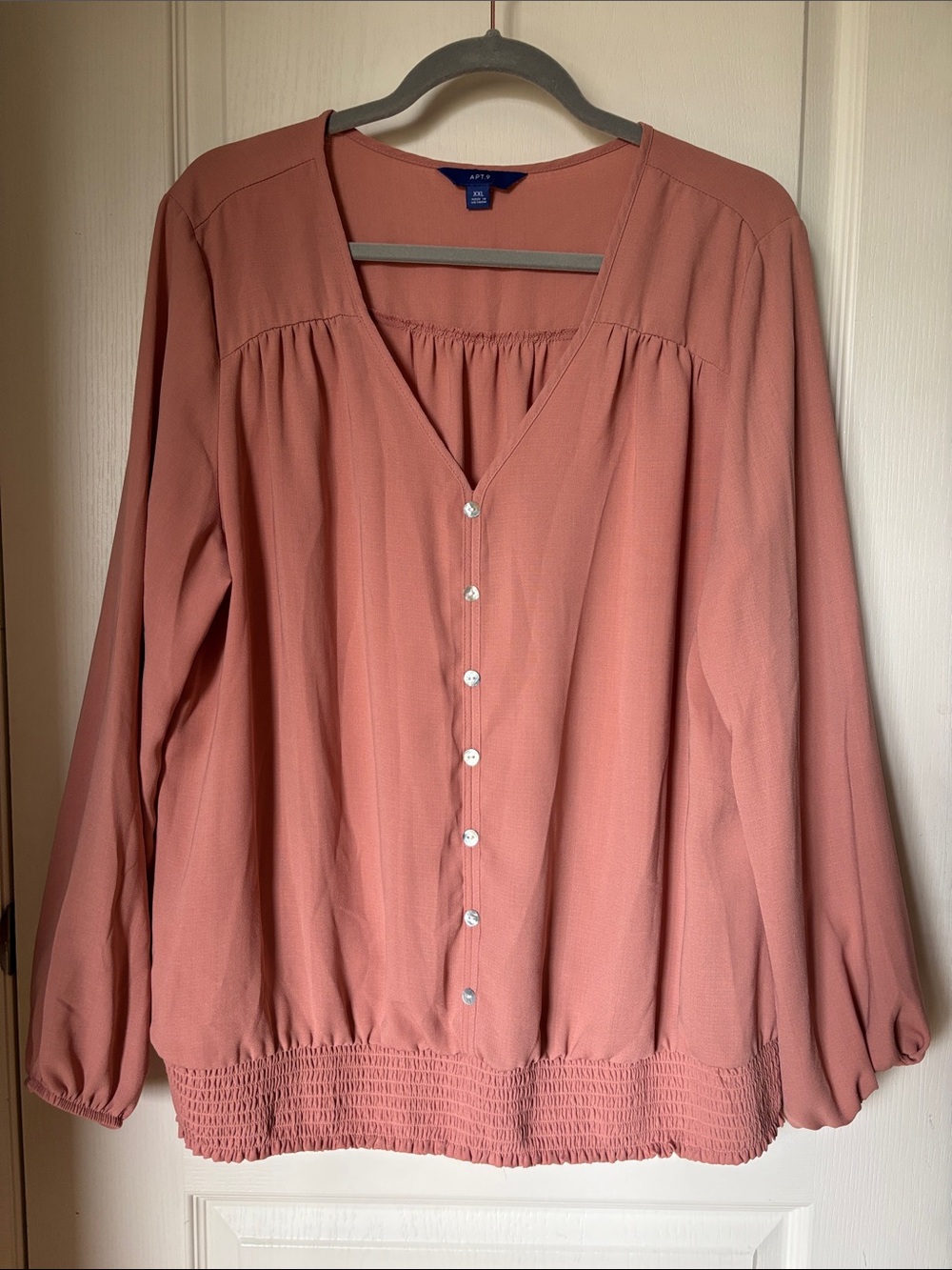 Apt. 9 Dusty Rose Button-Front Long Sleeve Top